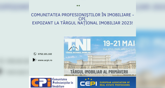 Comunitatea Profesioniştilor în Imobiliare - CPI, expozant la Târgul Național Imobiliar 2023!