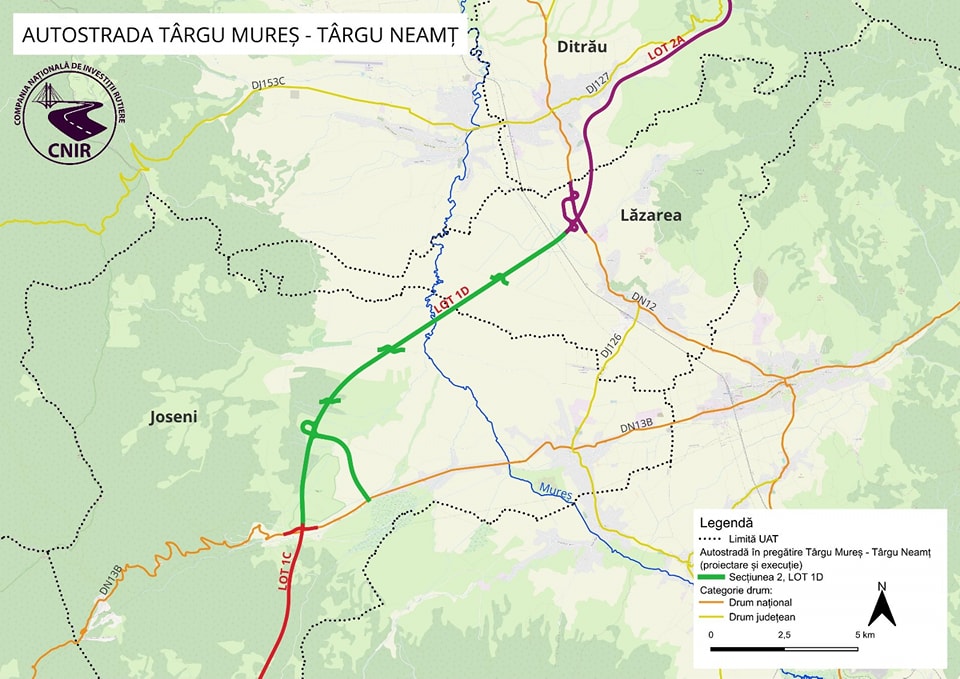 Autostrada A8 Unirii, lot 1D Joseni – Ditrau: Cinci oferte depuse pentru proiectare si executie