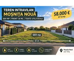 Teren intravilan 669 mp | Front 18 m | Moșnița Nouă | 58.000 €