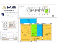 Apartamentul nr. 28 | 2 camere decomandat | Etaj 3 | Terasă 8,56 mp |