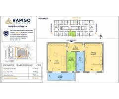 Apartamentul nr. 25 | 2 camere decomandat | Etaj 3 | Terasă 8,61 mp |