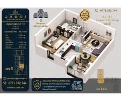 Apartament 41, Corp D – 2 camere | 53,28 mp | Etaj 3 | Jabri Nord Resi