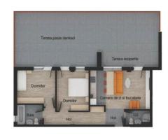 Apartament 3 camere, 2 bai, 64 mp utili, terasa 74 mp, garaj, boxa - Imagine 3