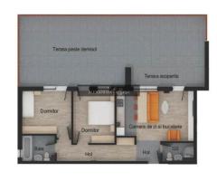 Apartament 3 camere, 2 bai, 64 mp utili, terasa 74 mp, garaj, boxa - Imagine 3