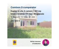 Duplex in vila 4 camere | 301 mp teren | Grădină 170 mp | Mogoșoaia